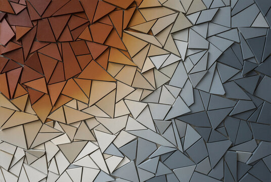 Modern Geometric Wall Art with Triangular Tiles and Color Gradient