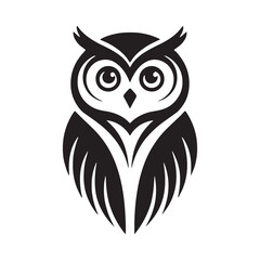 Obraz premium Black owl silhouette against a white background stylized avian design