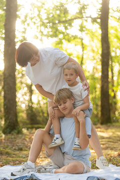  young family spending time together outdoors.