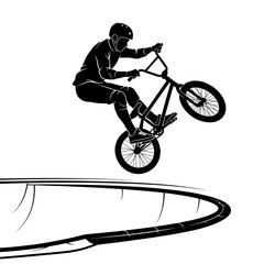 Fototapeta premium BMX Rider Performing Trick in Skatepark, Isolated Silhouette