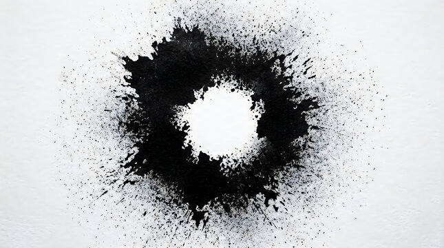 Black ink explosion silhouette on white background