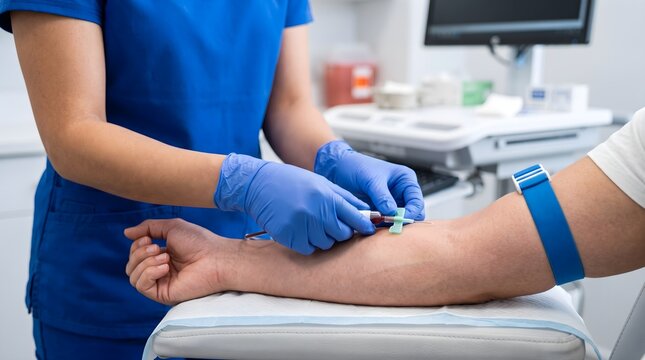 Medical professional drawing blood from patient for laboratory testing