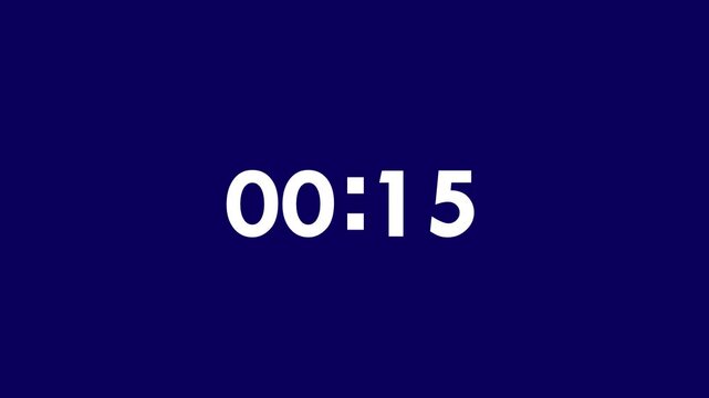 Digital circle countdown timer twenty seconds animation from 20 to 0 seconds on blue background, 20 second countdown timer concept, 20 seconds simple countdown timer animation.