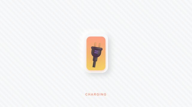 Electric plug charging icon animating on white background