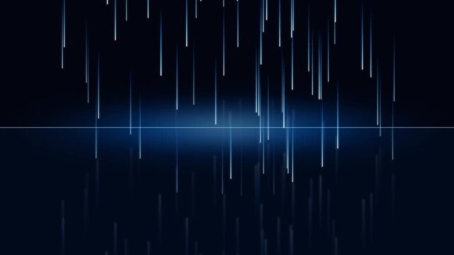 Abstract Blue Wave Background with Glowing Lines and Colorful Spectrum for Music, Sound, Equalizer, Technology and Digital Design