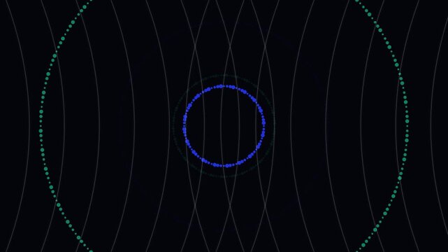 Abstract sound wave animation with pulsing glowing circles in 4K