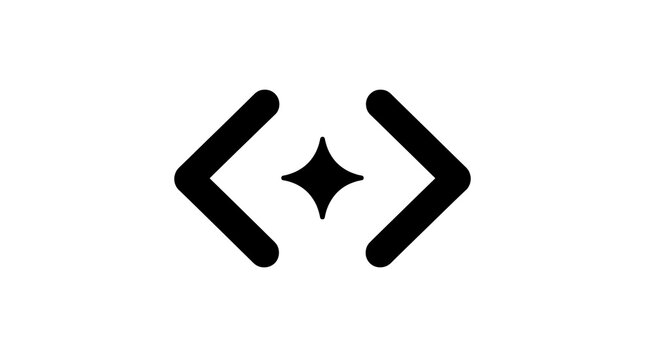 AI Coding Icon Representing Magic Code Generation in Minimalist Vector Style for Software Developer Logo