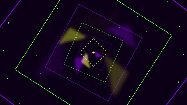 Abstract geometric tunnel animation with glowing particles