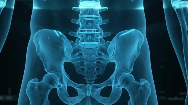 Futuristic X ray Skeleton Scan Medical Technology Human Anatomy Blue Sci Fi Interface