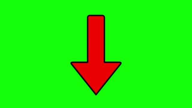 Animated red down arrows on green screen background