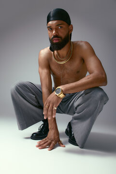 Young handsome African American man showcasing style with confidence