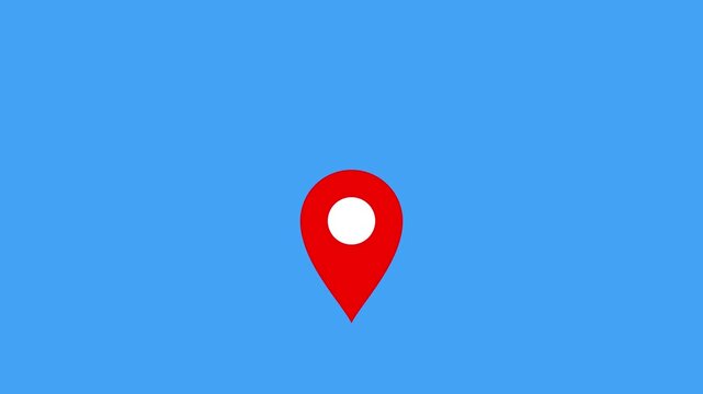 Animated map pointer pins on blue background stock footage