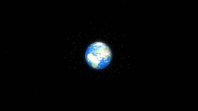 Earth and Its Satellites. 3d animation