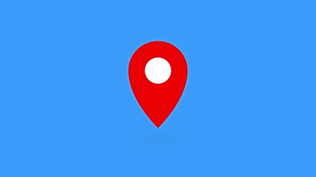 Animated map pin icon on blue background stock footage