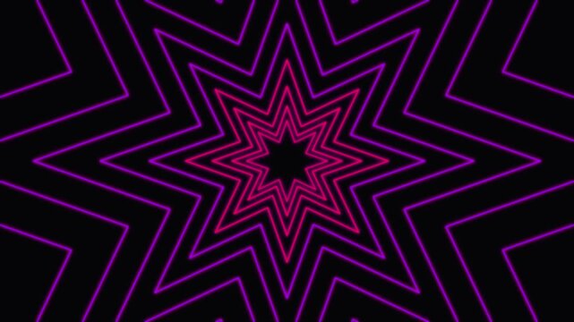 Neon star geometric pattern motion background video