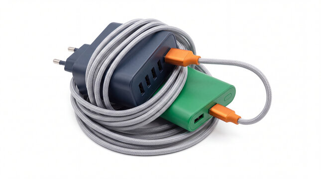 Universal usb wall charger and power bank wrapped with charging cable