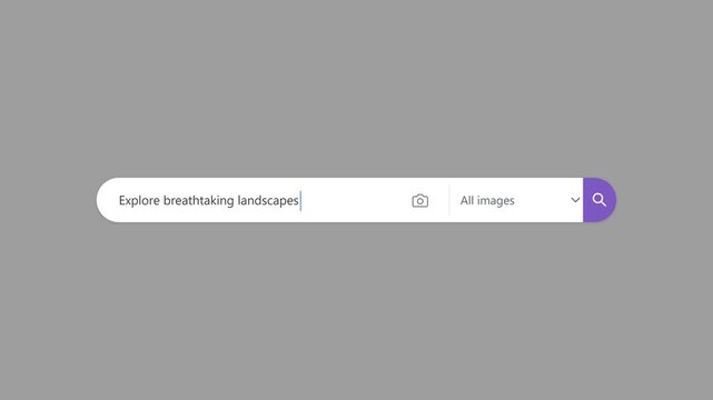 Modern digital search bar with prompt text and voice input icon on a green background for user interface design