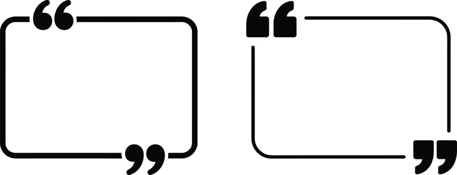 Quote box frame with quote marks illustration, decorative quotation template for testimonials, citations, reviews, speeches, social media, and editorial design.
