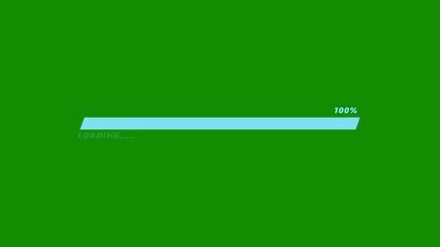 Animated digital progress bar with 100% completion on a green screen background, ideal for compositing loading sequences and task status updates in technology-themed video projects