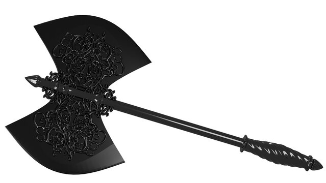 Black Fantasy Battle Axe Dark Weapon Medieval