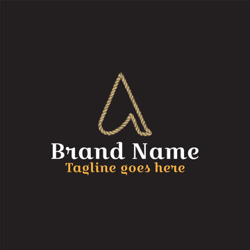 Rope made triangle effect A letter logo. Fully vector file. CMYK color mode. Easy to download.