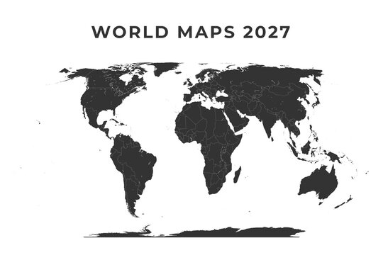 World Map 2027 Vector Projection Backdrop For Science Infographics