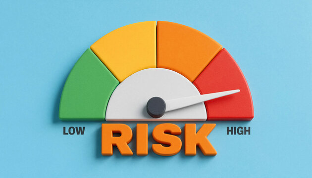 Risk assessment gauge showing a moderate level of potential danger or uncertainty