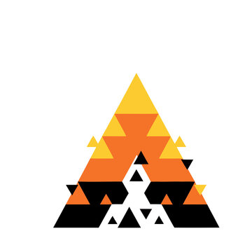 Geometric triangle pattern with orange, yellow, and black