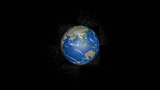 Earth and Its Satellites. 3d animation