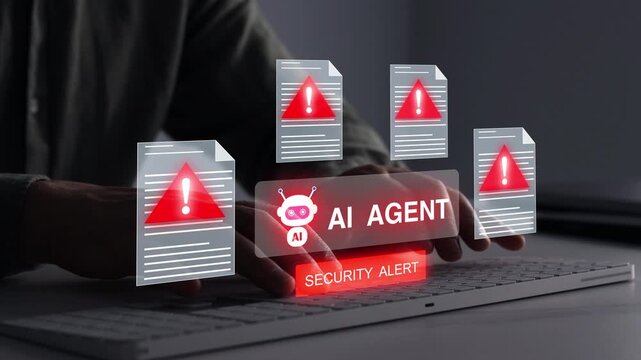 AI agent protecting sensitive documents and business data through intelligent monitoring, threat detection and automated security controls. Secure digital file management and privacy protection.