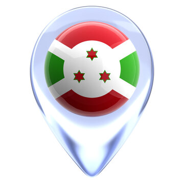Burundi 3D Country Flag Pin Glossy Map Location Markers