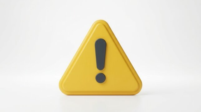 Yellow warning sign with exclamation mark inside a triangle isolated on white background.