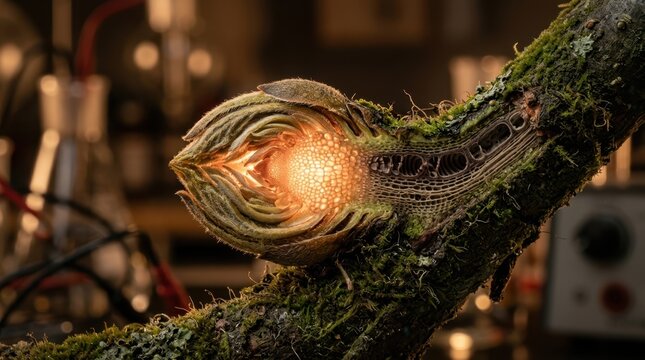 Cross section of a plant bud beside xylem, phloem and meristem tissue revealing its seasonal growth sensing mechanism