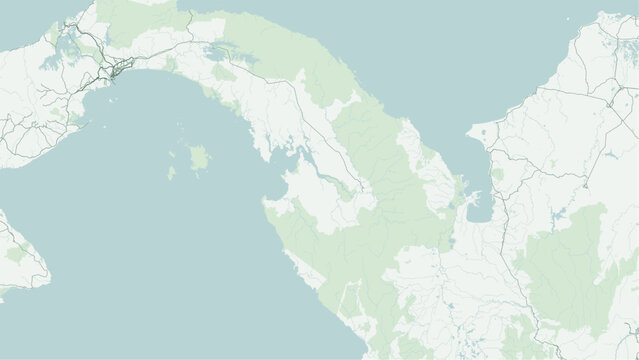 Modern minimalist vector map of Darien Gap, Panama and Colombia border. Scalable rainforest wilderness, Pan-American Highway break, Tuira River, Atrato swamp, and jungle trails for wall art posters.