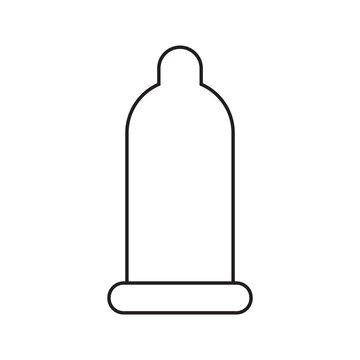 Upright safe sex condom line icon