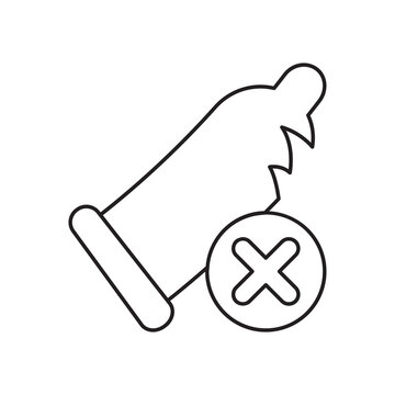 Failed contraception broken condom cross icon