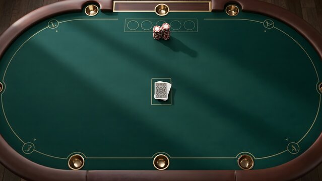 Overhead View of a Banker's Craps Table with Dice and Chips