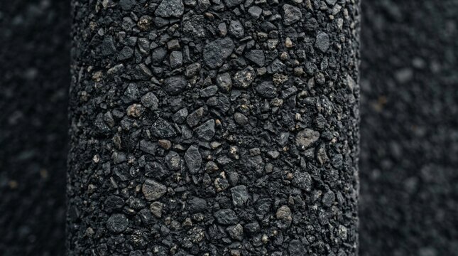 Close-up texture of dark asphalt road surface with gravel and pebbles