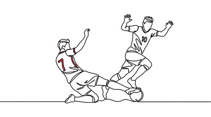Obraz premium Soccer players tackling for ball isolated