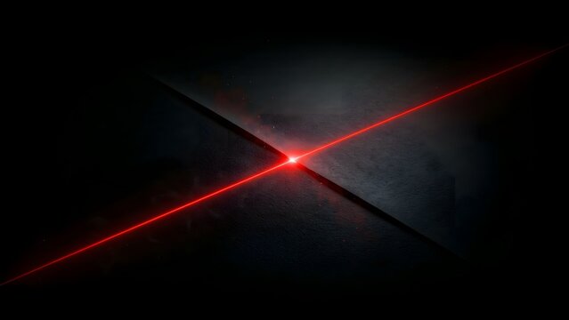 High-Resolution Image of a Bright Red Laser Beam Piercing Through Darkness