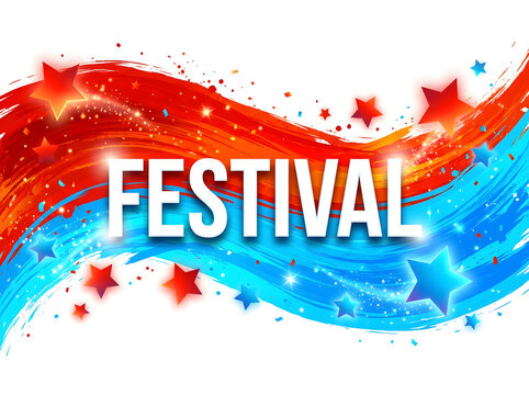 Celebratory festival design with vibrant wave patterns and star accents for event branding