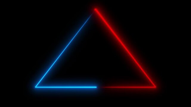 Red Blue Neon Triangle Glow Loop Animation on Black Background
