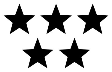 Obraz premium Five black stars arranged set with simple line art design featuring simple design, minimalist, black and white with illustrations and graphics