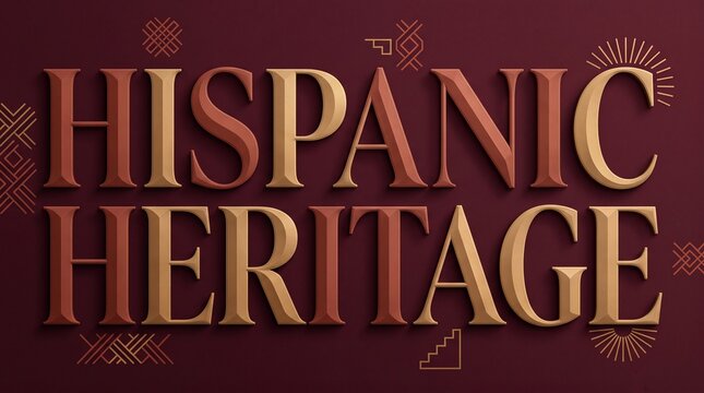 Hispanic Heritage 3D text typography design on maroon background