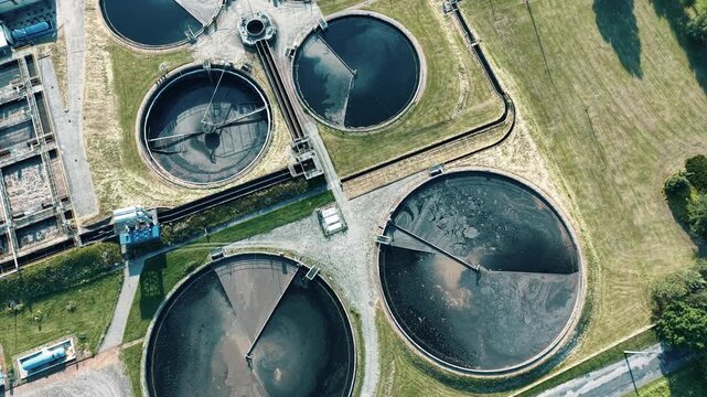 Modern sewage treatment infrastructure from above