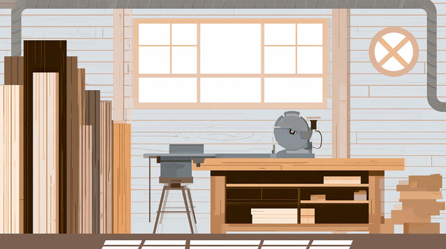 transparent carpentry workshop vector illustration