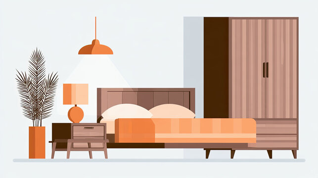 transparent bedroom furniture flat vector illustration