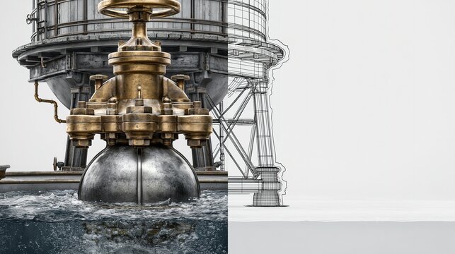 Industrial Valve in Action: A Close-Up of Brass Handle and Metal Body