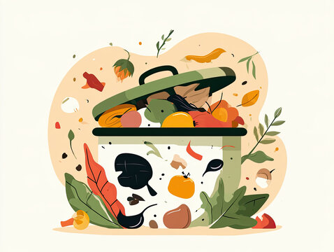 transparent composting illustration with food waste concept