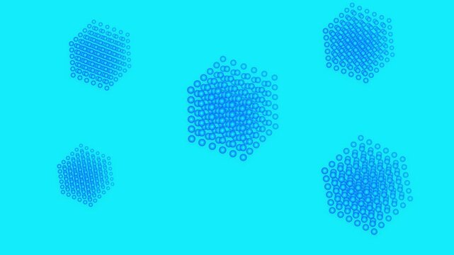 Animated blue geometric cubes floating on bright background
